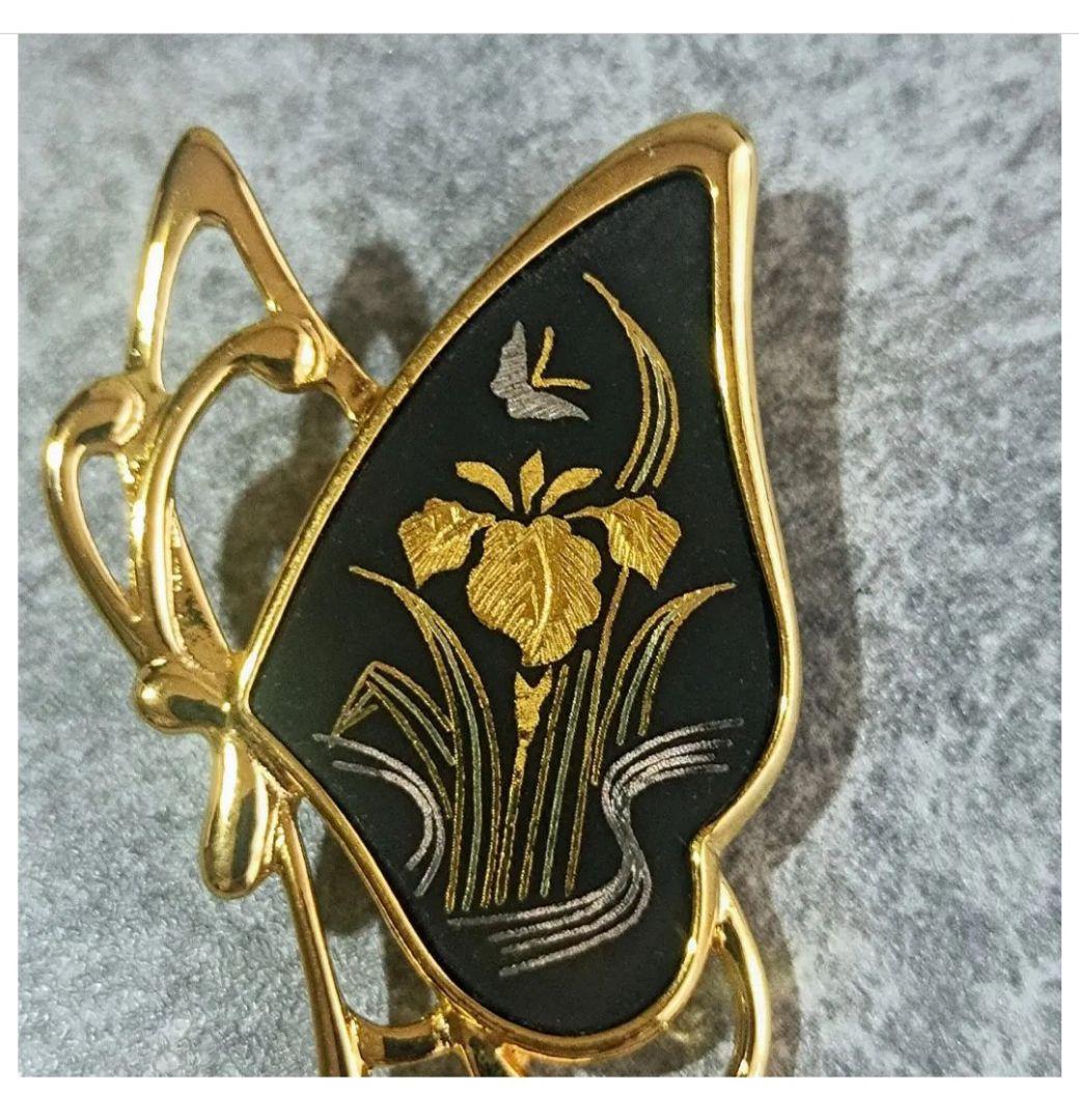 一級品 京都 伝統工芸 象嵌 ブローチ ☘純金はめ込み装飾☘