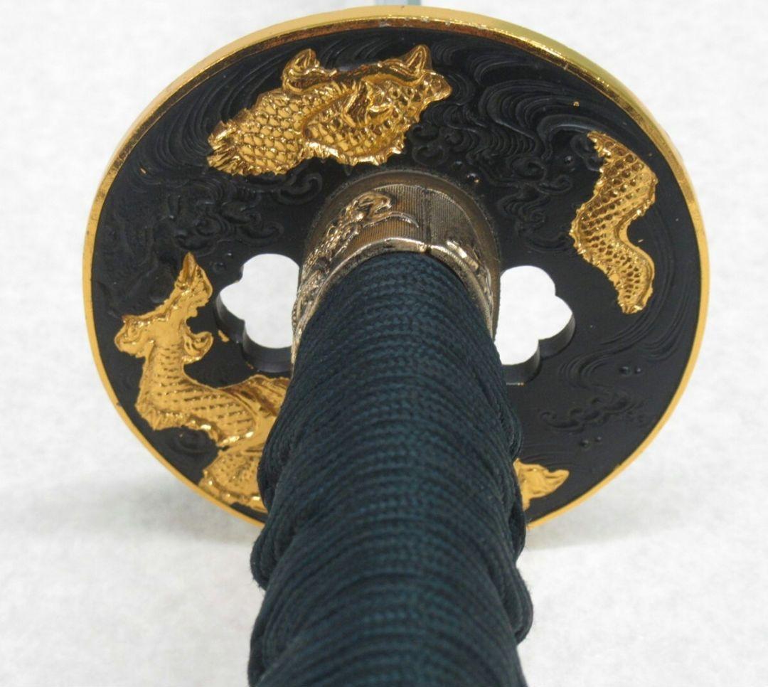 金龍図金縁黒丸鍔 本鮫 居合刀 模擬刀 美術刀