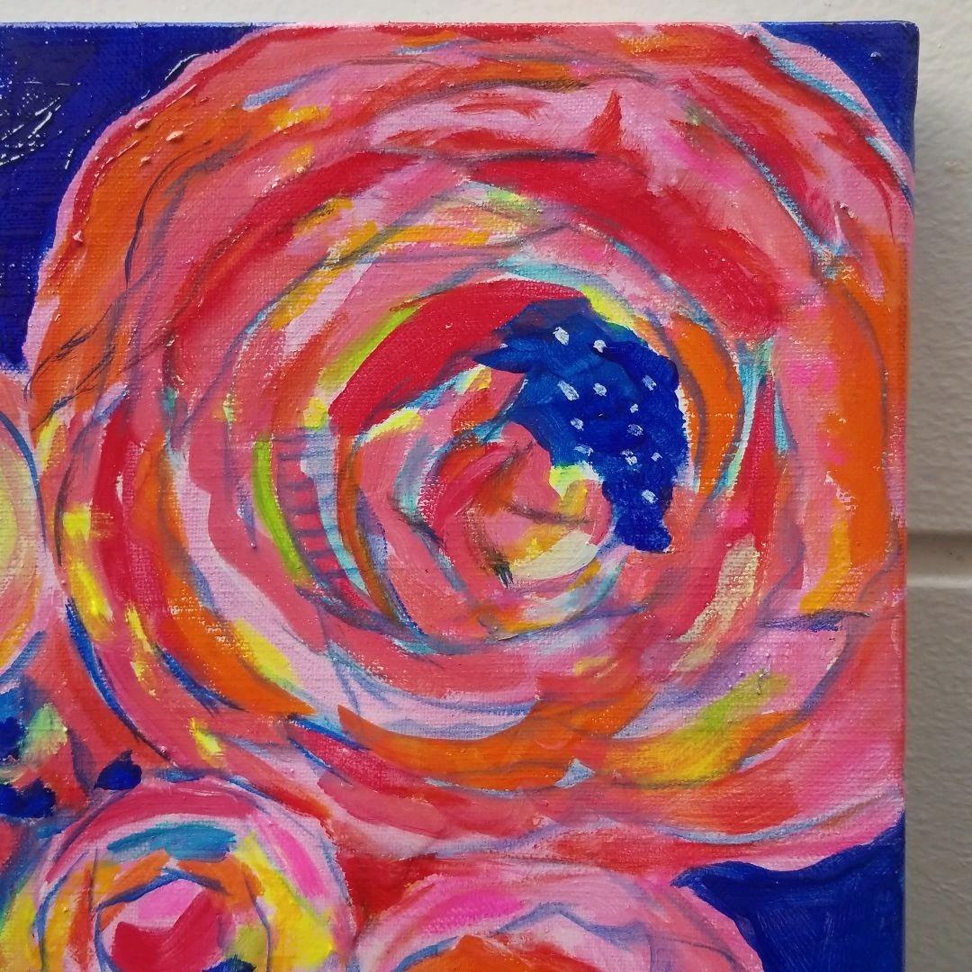 油絵　よっこ　まるまるとした大きいお花