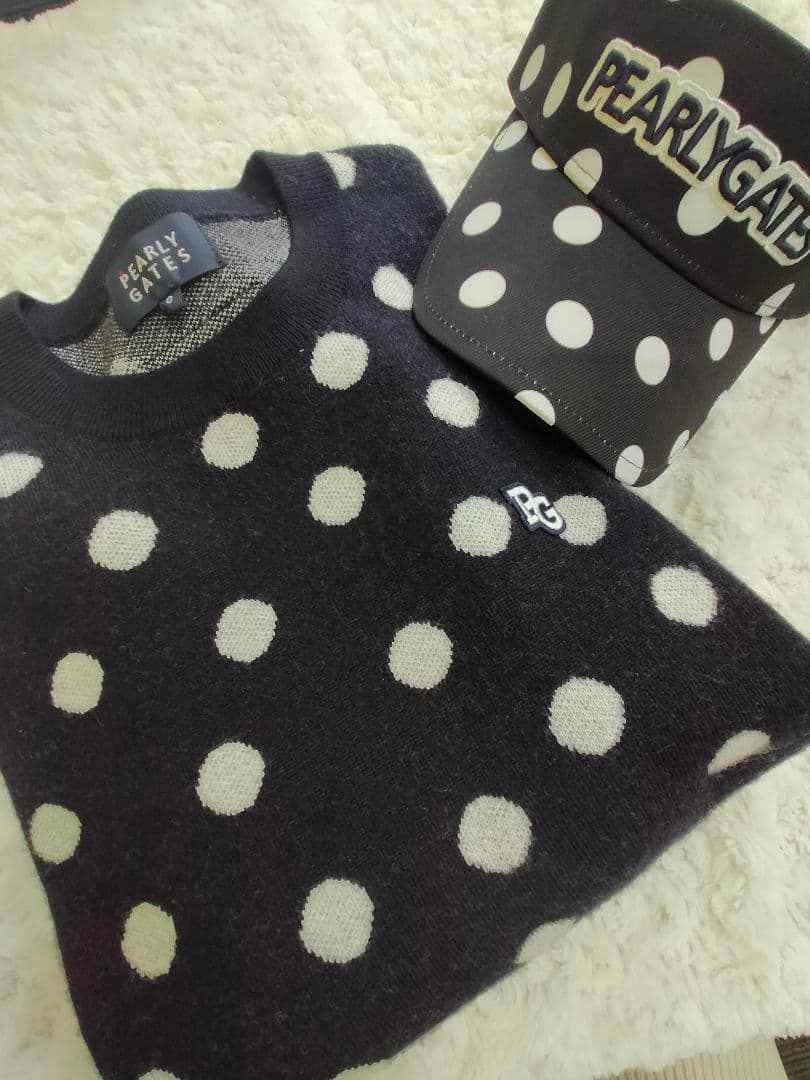 今季物PEARLY GATES ドット柄セーター・バイザーセット
