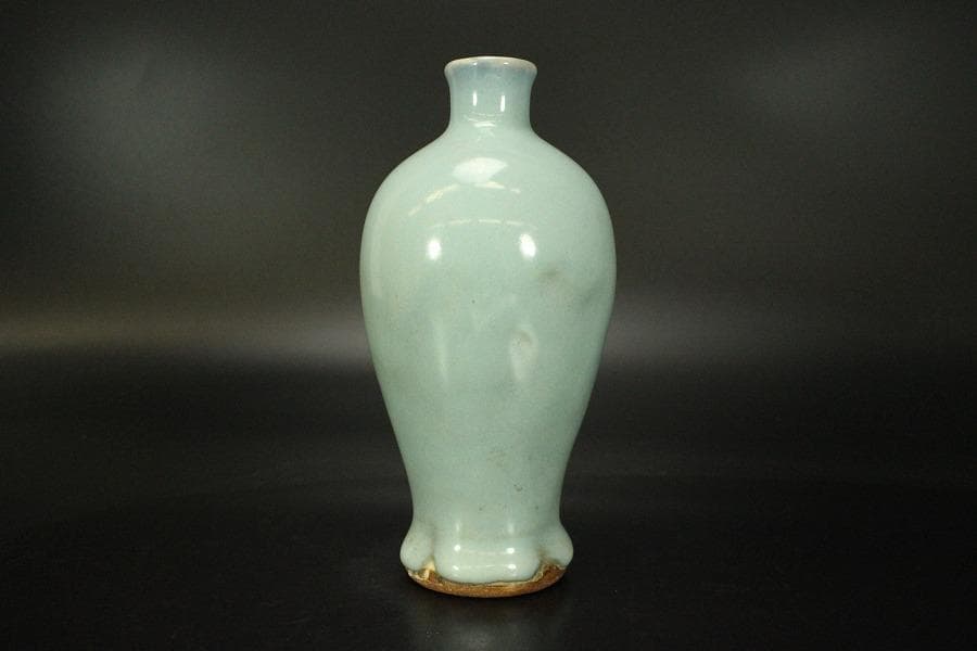 中国美術 天青釉 梅瓶 高17cm ZE216