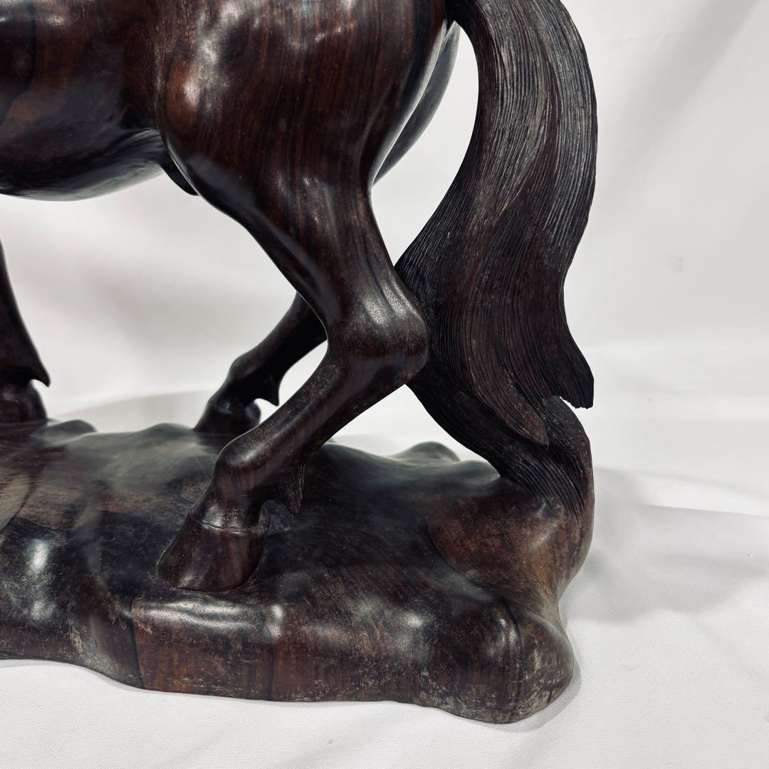 午年　木彫り 彫刻 置物 馬 女性像 セット 約60cm アンティーク オブジェ