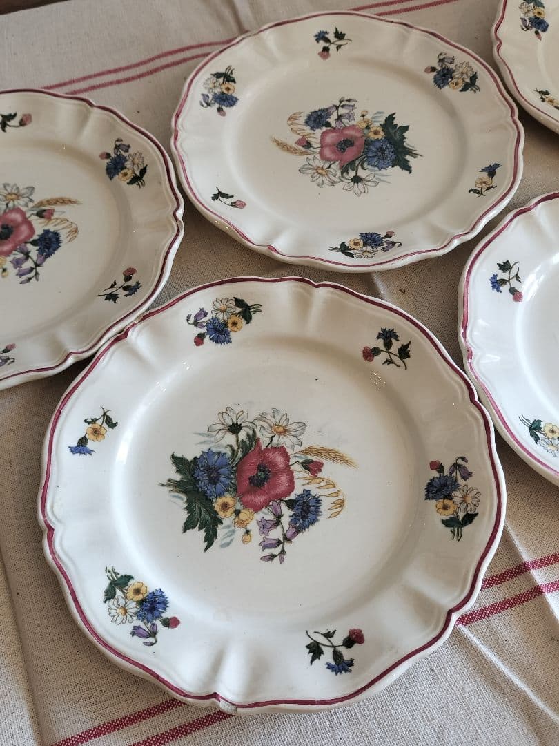 アンティーク　フランス　サルグミンヌ　アグレストデザート皿　5枚セット　19cm