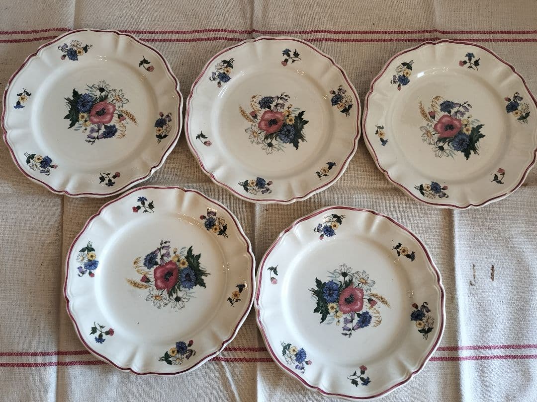 アンティーク　フランス　サルグミンヌ　アグレストデザート皿　5枚セット　19cm