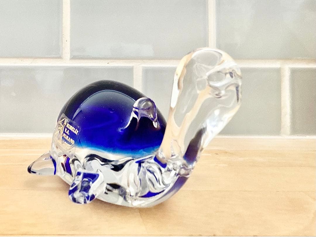 ベネチア ガラス murano ムラーノ ムラノ ヴェネチアグラス 亀 ブルー