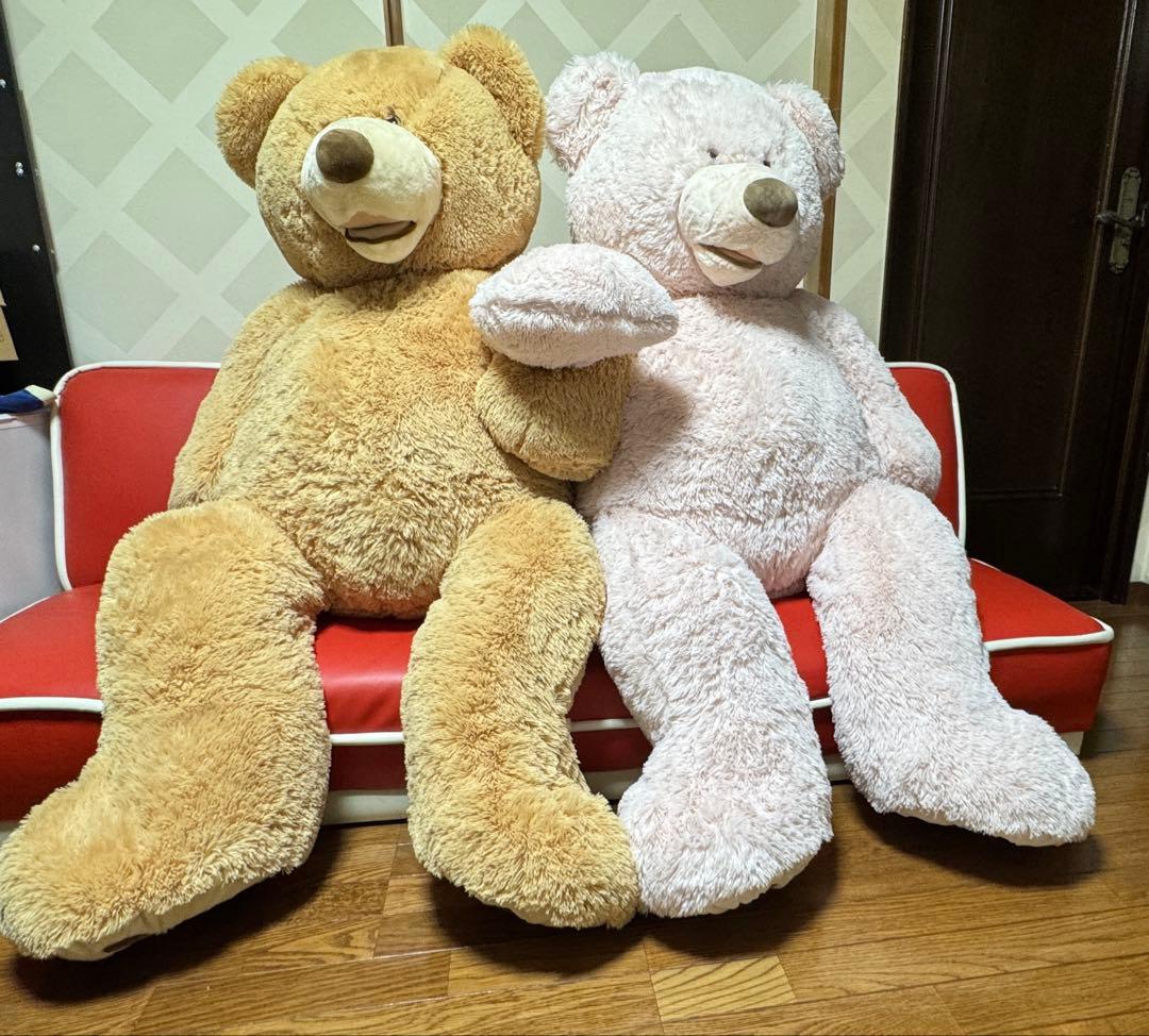 大きいクマのぬいぐるみ ベージュ・ピンク