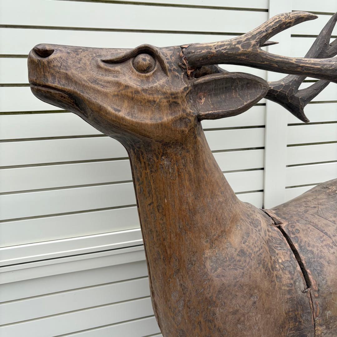 桃山時代頃 ビッグサイズ寄木鹿の置物 仏教美術