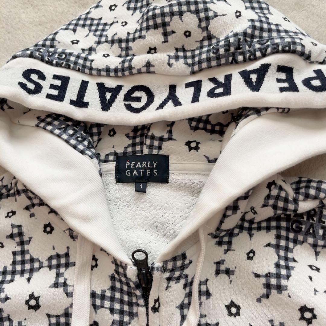 未使用級　パーリーゲイツ セットアップ　パーカー　スカート　チェック　花柄　裏毛