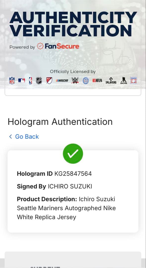 イチロー サイン入りユニホームマリナーズ 証明シール付