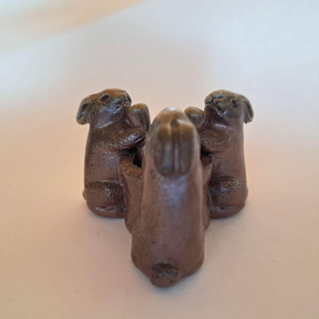 備前焼　蓋置　茶道具　陶器　兎　餅つき　美品　おすすめ品　鷹取閑山作品