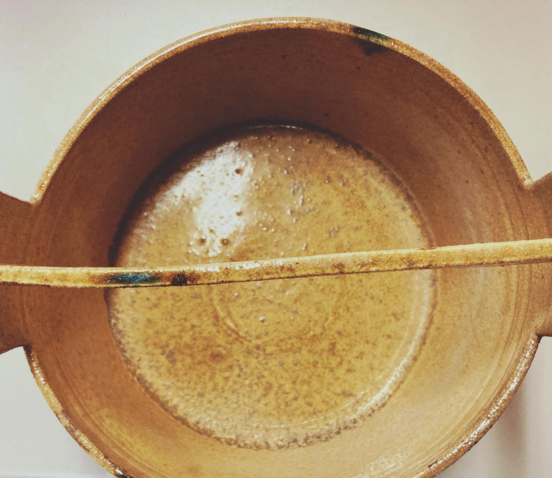 【値下げ】黄瀬戸 手桶 水差 蓋付