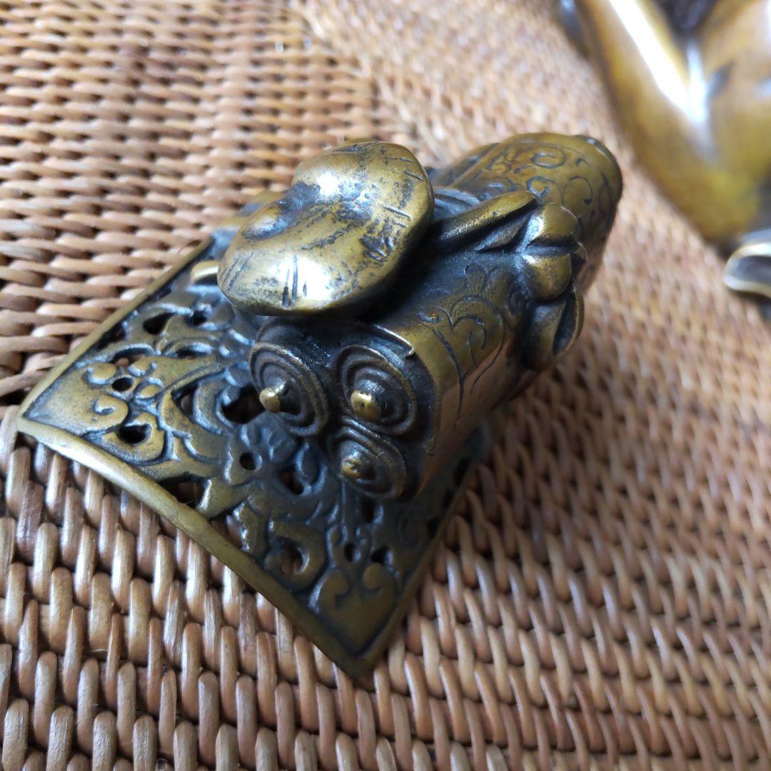 アンティーク！高岡銅器！金工師宗信造 蝋型 銅製鹿香炉！経年美品！