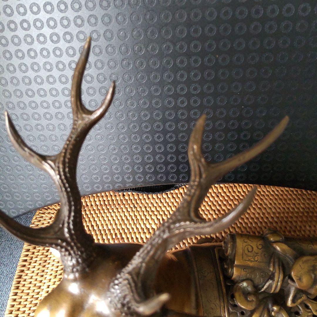 アンティーク！高岡銅器！金工師宗信造 蝋型 銅製鹿香炉！経年美品！