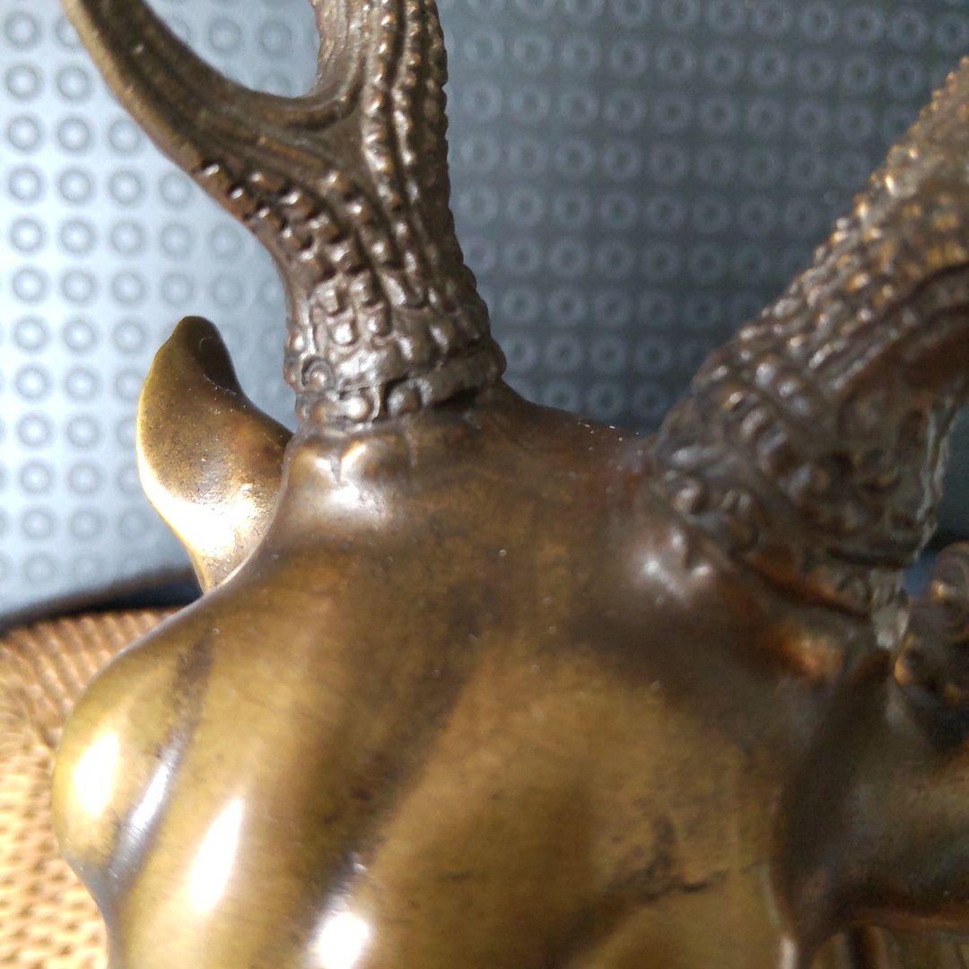 アンティーク！高岡銅器！金工師宗信造 蝋型 銅製鹿香炉！経年美品！