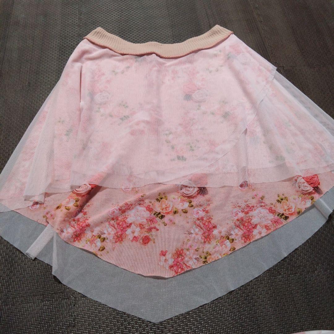 レオタードトウキョウ　スカート　プルオン　一回使用　花柄　ピンク