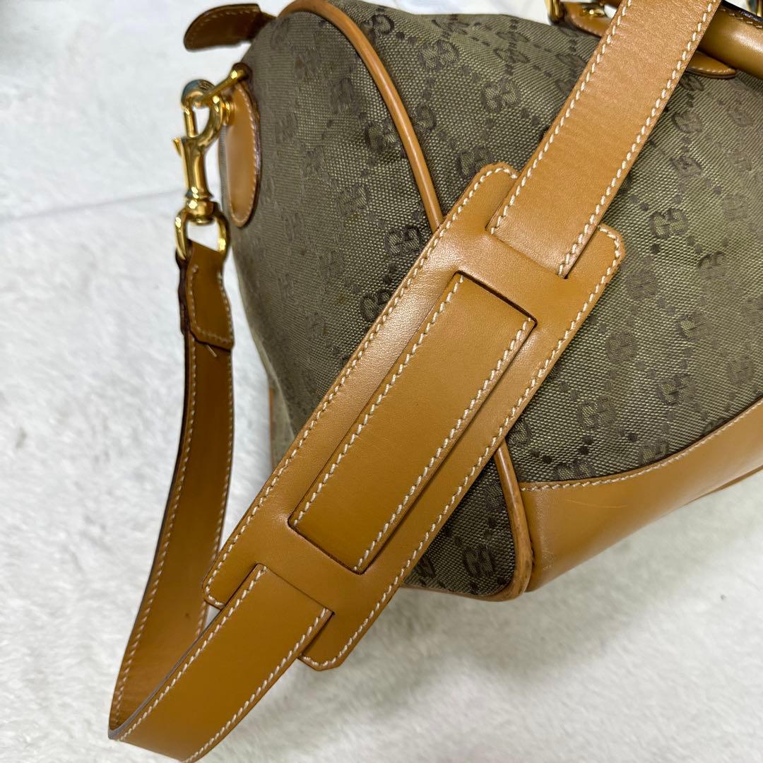 GUCCI グッチ GGキャンバス 2WAY ボストンバッグ ゴールド金具