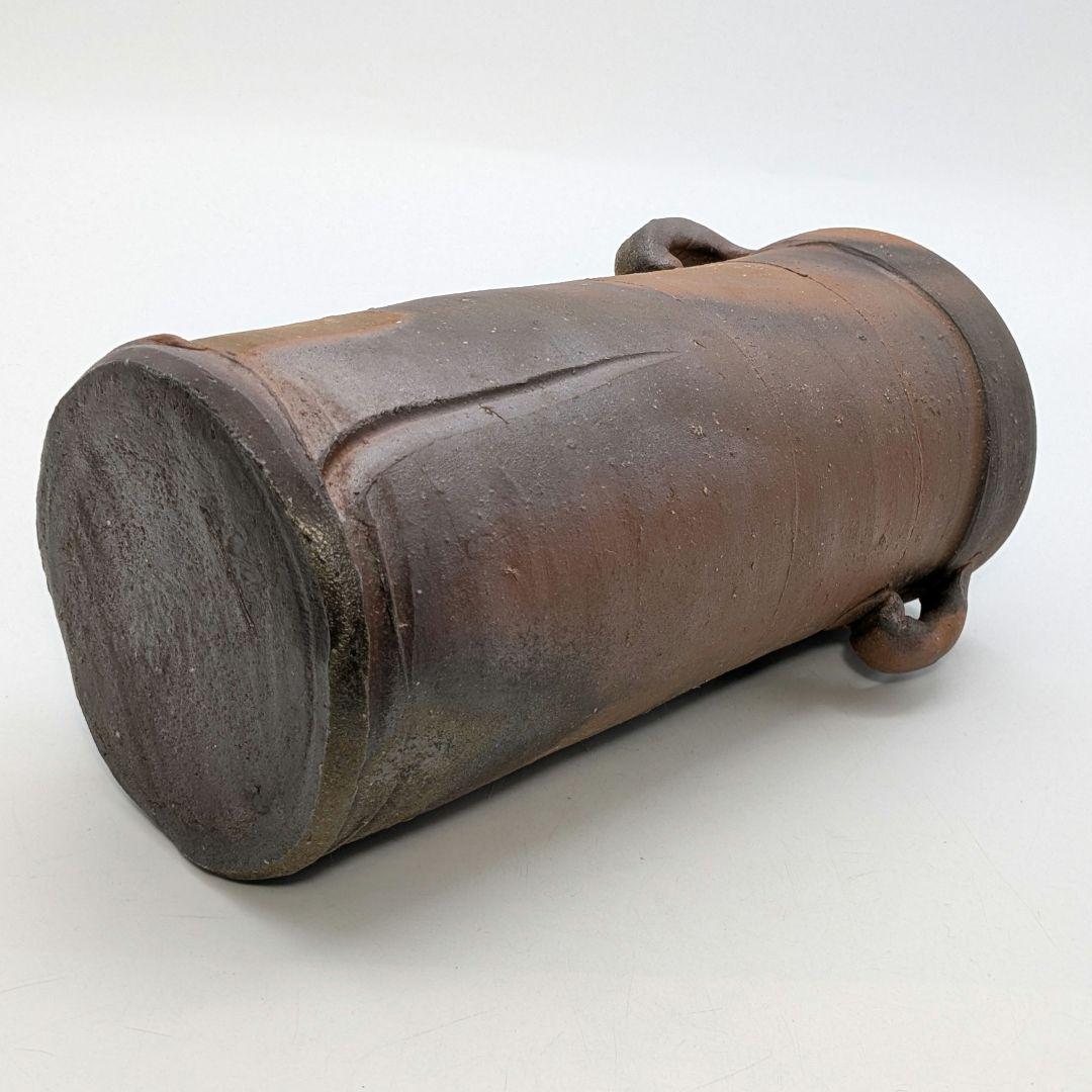 中村眞 備前焼 耳付花入 共箱共布 花瓶 花器 フラワーベース 中村真 華道具