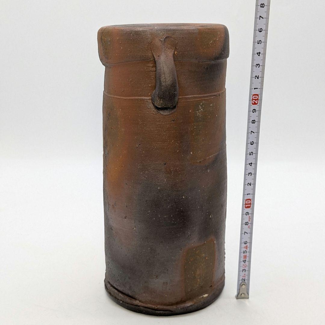 中村眞 備前焼 耳付花入 共箱共布 花瓶 花器 フラワーベース 中村真 華道具