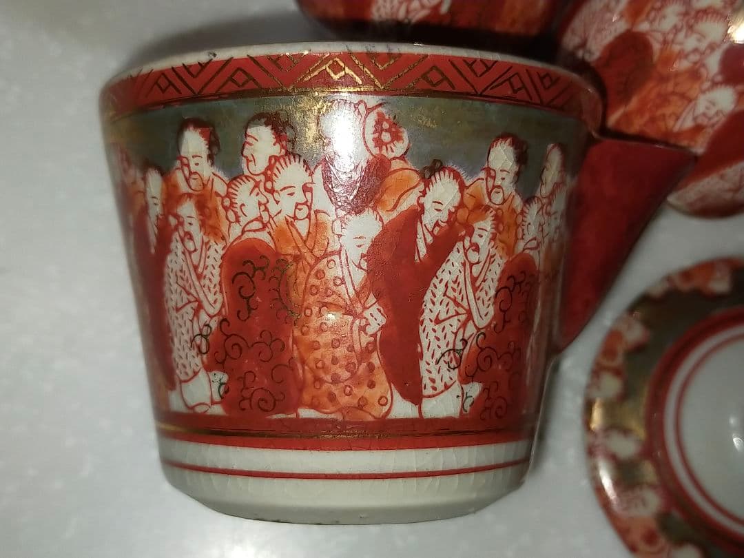 ♥値下げ！♥九谷♥煎茶道具♥セット　急須　湯呑み　湯冷まし　赤絵　金彩　湯飲み