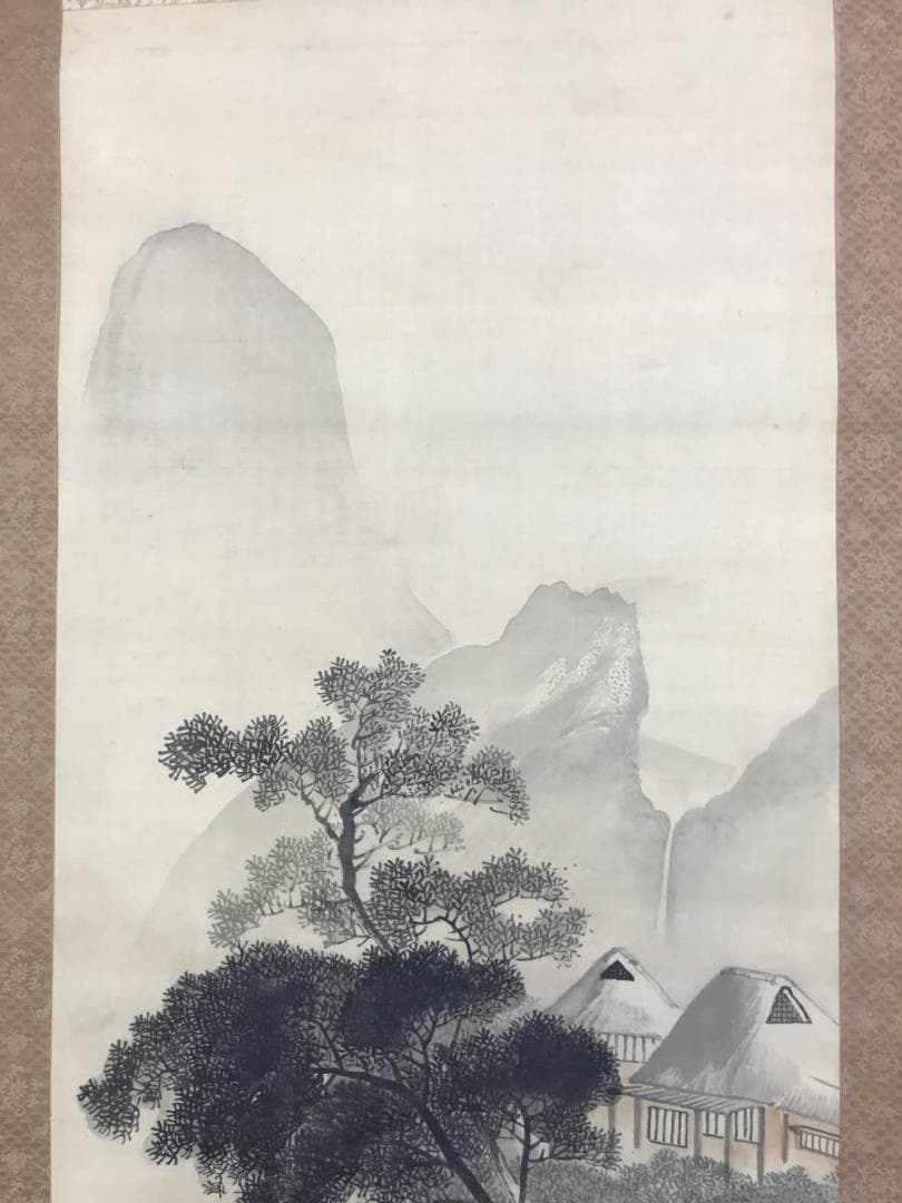 真作/今小路龍川/山水帰漁図/山水図/漁師図/掛軸☆宝船☆AE-429