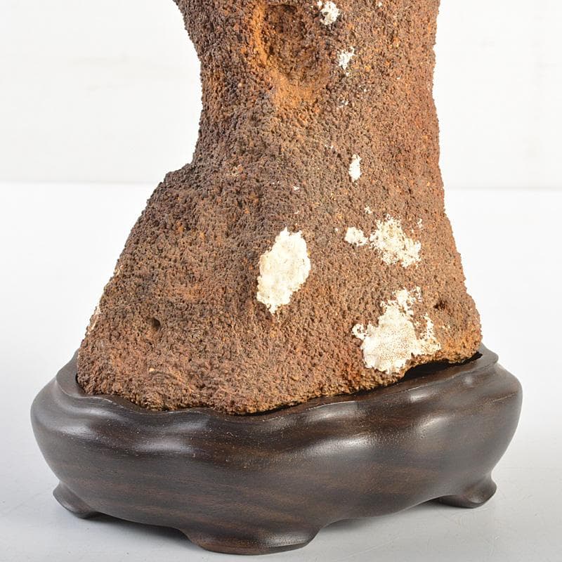 盆石　床飾　天然石　鑑賞石　置物　重さ約1514g　唐木台付　C　R7370