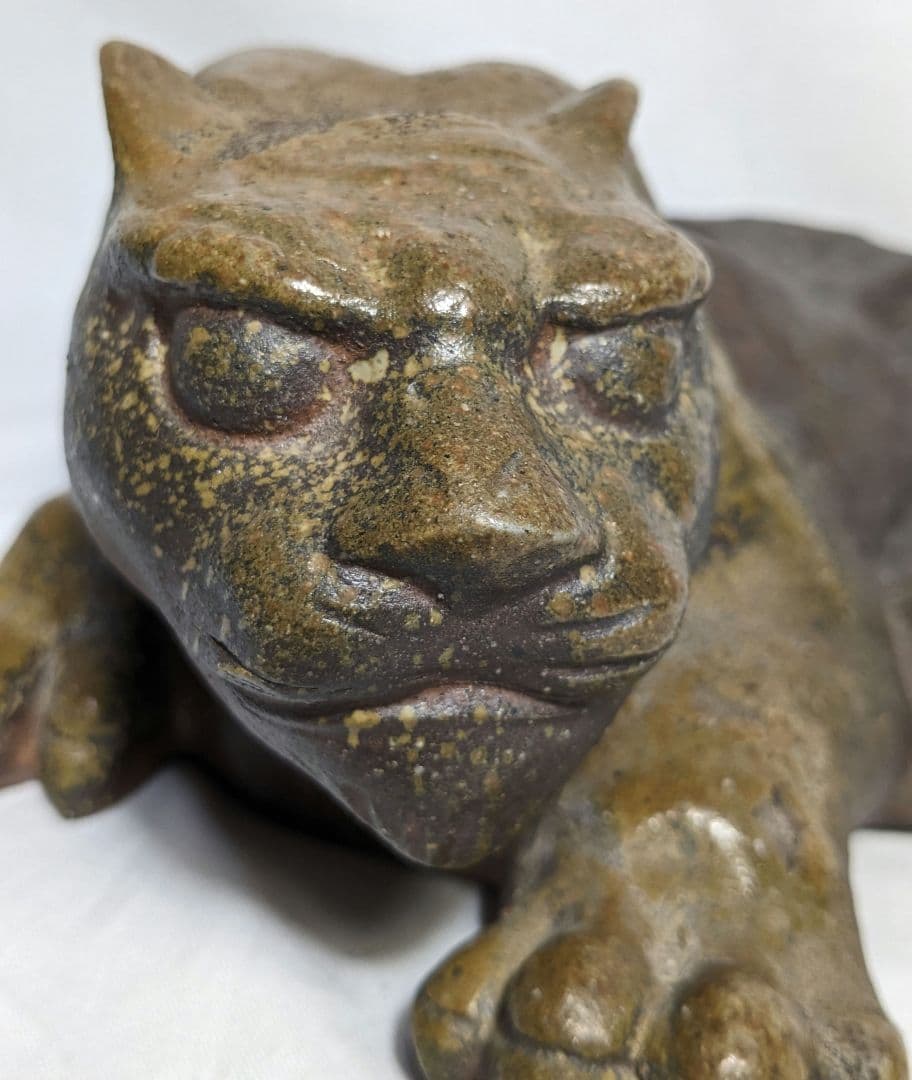 岡山県重要無形文化財 浦上善次 備前焼 甲寅 共箱共布 伏せ香炉 置物 虎 トラ