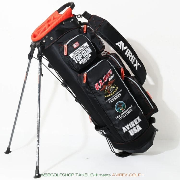 新品 AVIREX アヴィレックスゴルフ スタンド キャディバッグ ブラック