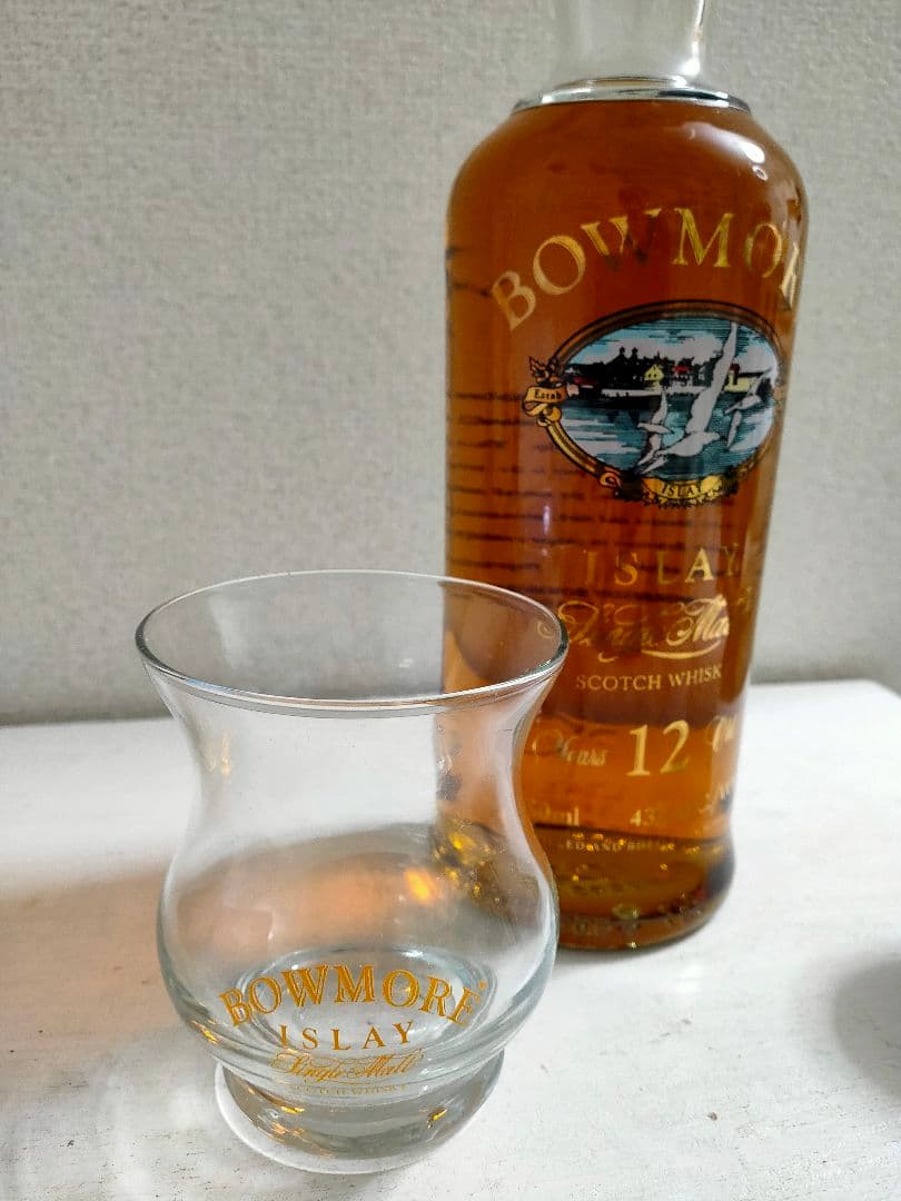 BOWMORE ボウモア 12年 カモメラベル ウィスキー グラス付 古酒