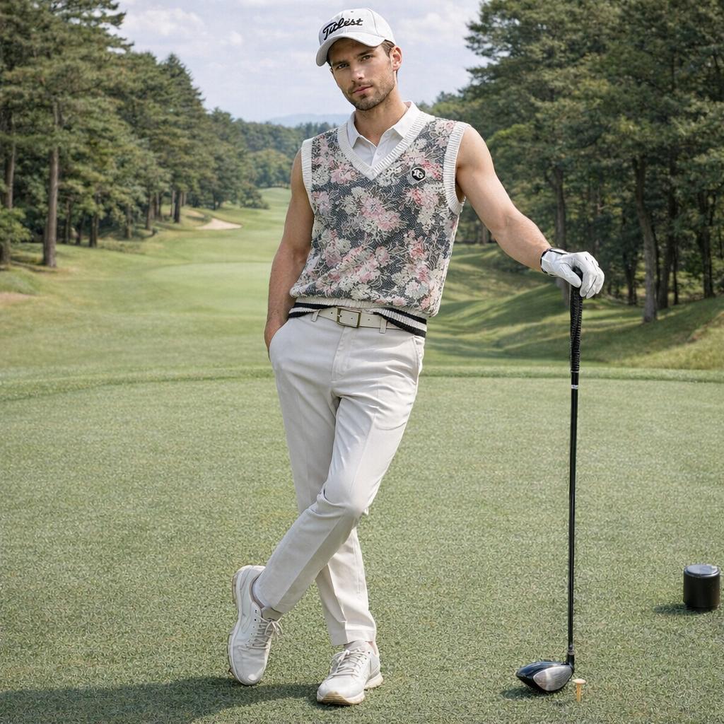 【完売品】パーリーゲイツ LIBERTY プリント Vネック ニットベスト 花柄