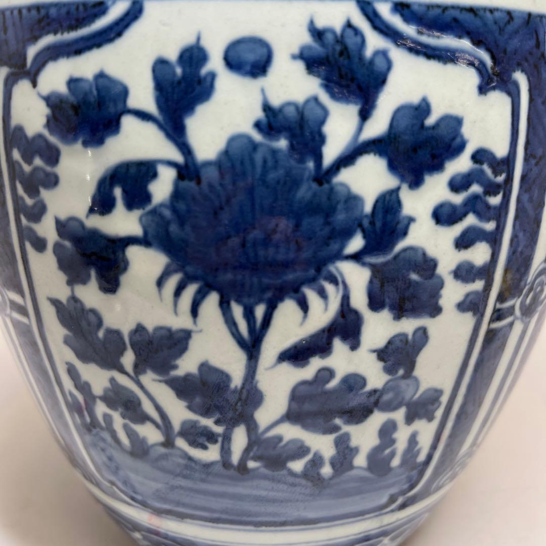 江戸中期　古伊万里　芙蓉手壷　高さ約30㎝　東Y8-0105☆2Fタウチ