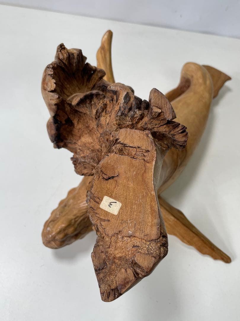 流木工芸 木彫クジラ Whale 彫刻置物《ハンドメイド・一点物・現状品》