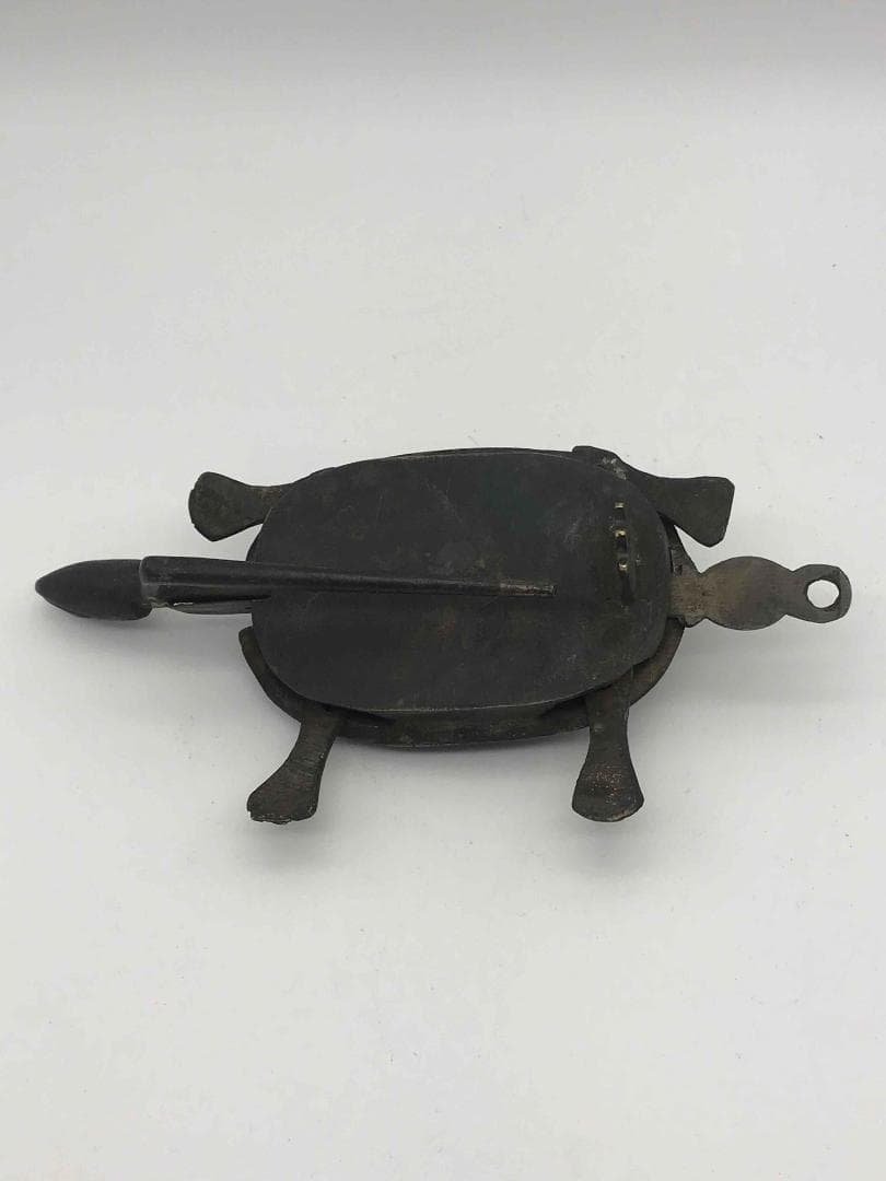 清朝民国　亀　カメ　鍵　銅鍵　四本足動かせる　手工　時代物(F-11)