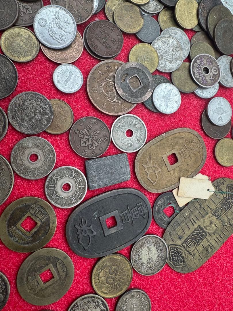 ま*能様 【大量・1600グラム】古銭まとめ　5銭・10銭・50銭・天保通宝など