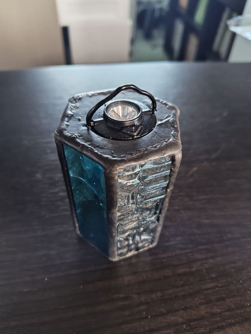 ゴールゼロ　LEDランタンシェード　 青とクリアガラス