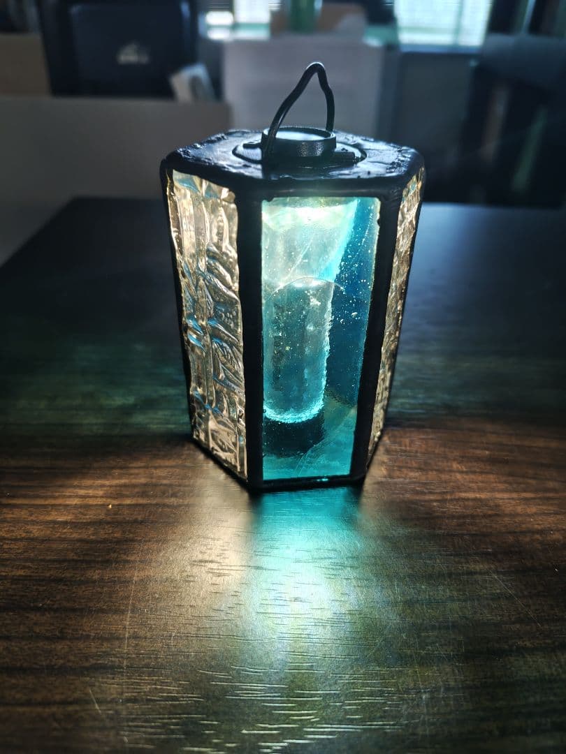 ゴールゼロ　LEDランタンシェード　 青とクリアガラス