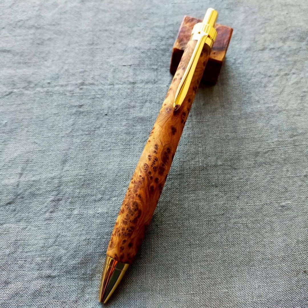 特上　台湾紅檜瘤　ハンドメイド　木軸ボールペン　G2　天然木　ゴールド