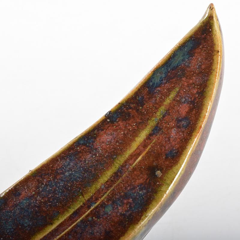 茶道具　瀬戸焼　加藤春二作　竹葉香合　共布共箱　V　R5970