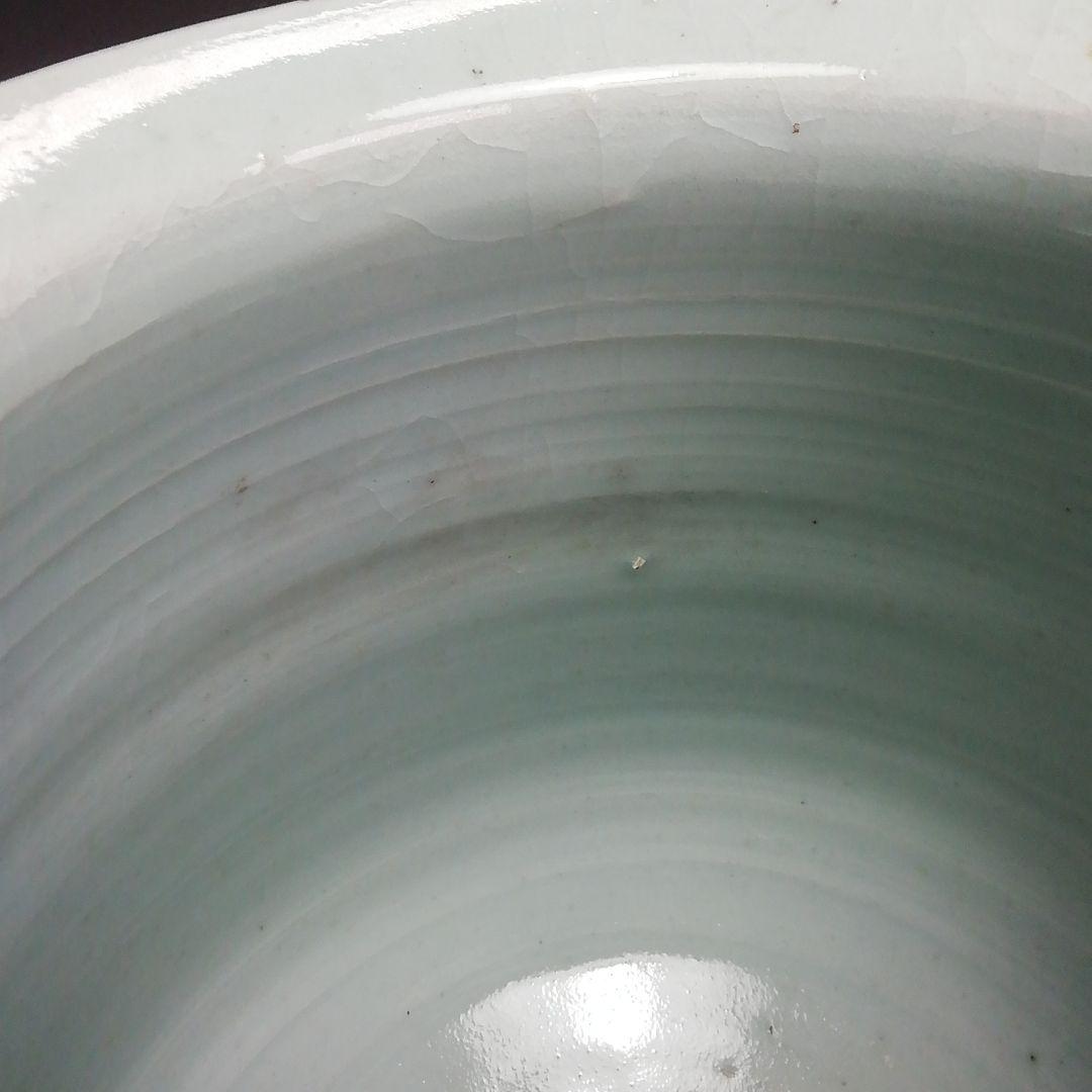 Ｓ３７３　水指　『廣州窯』『花草紋』『塗蓋』　共箱　茶道具