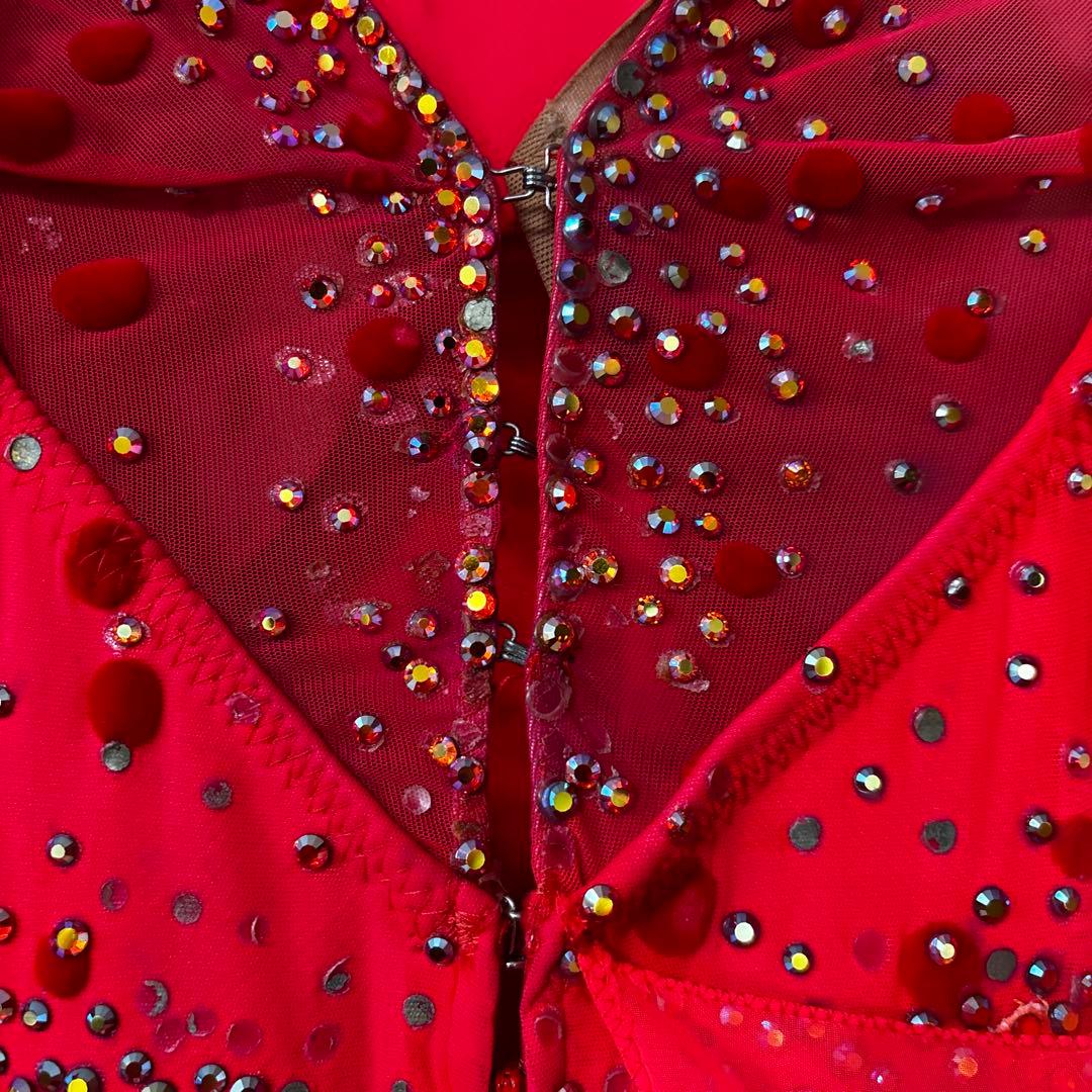 社交ダンスドレス ★ロビンフット製★朱色 6層スカート 競技用 使用3回