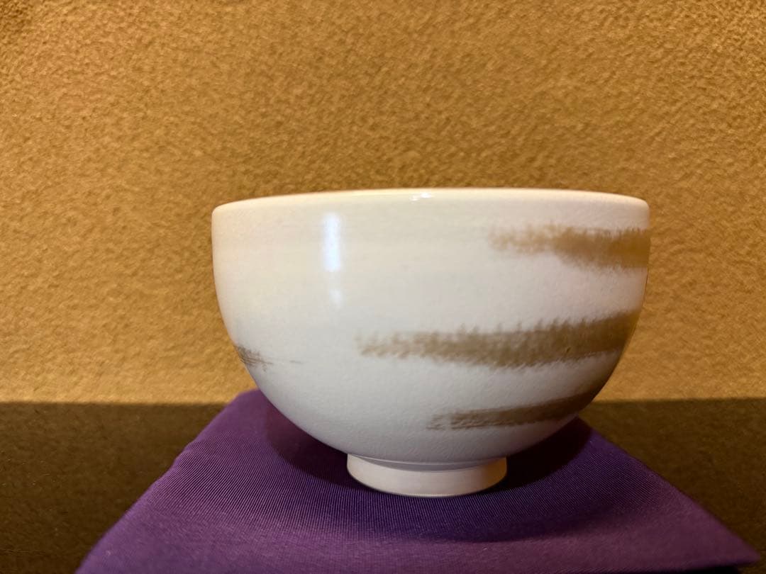 九谷焼　大根草路　色絵立雛　茶碗　共箱