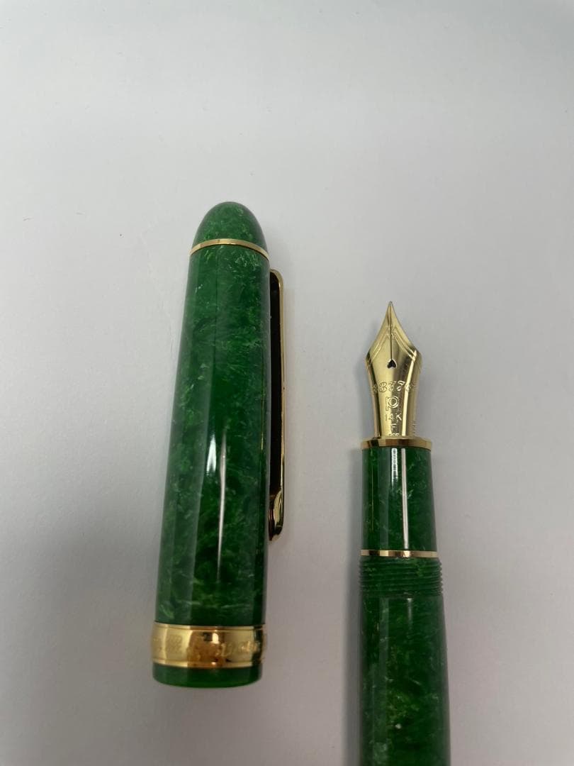 【美品】プラチナ万年筆  #3776 セルロイド  エメラルド 細字 (F)