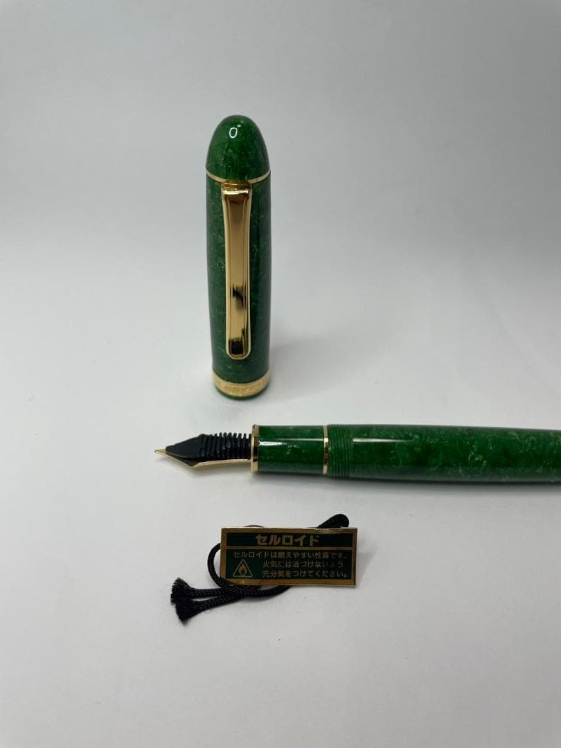 【美品】プラチナ万年筆  #3776 セルロイド  エメラルド 細字 (F)