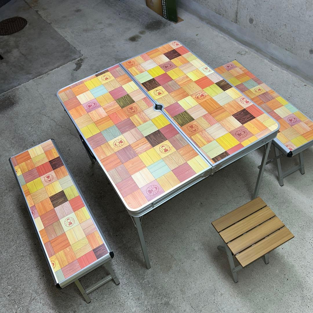 極美品　廃盤　コールマン　テーブル ナチュラルモザイク ファミリーリビングセット