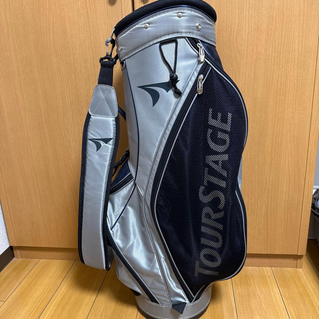 ツアーステージ キャディバッグ シルバー/ネイビー