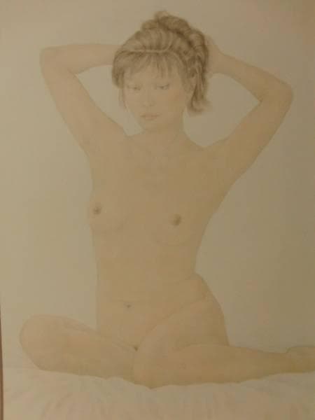 栗原喜衣子、裸婦・想、希少な額装用画集より、サイン入り、新品額装付