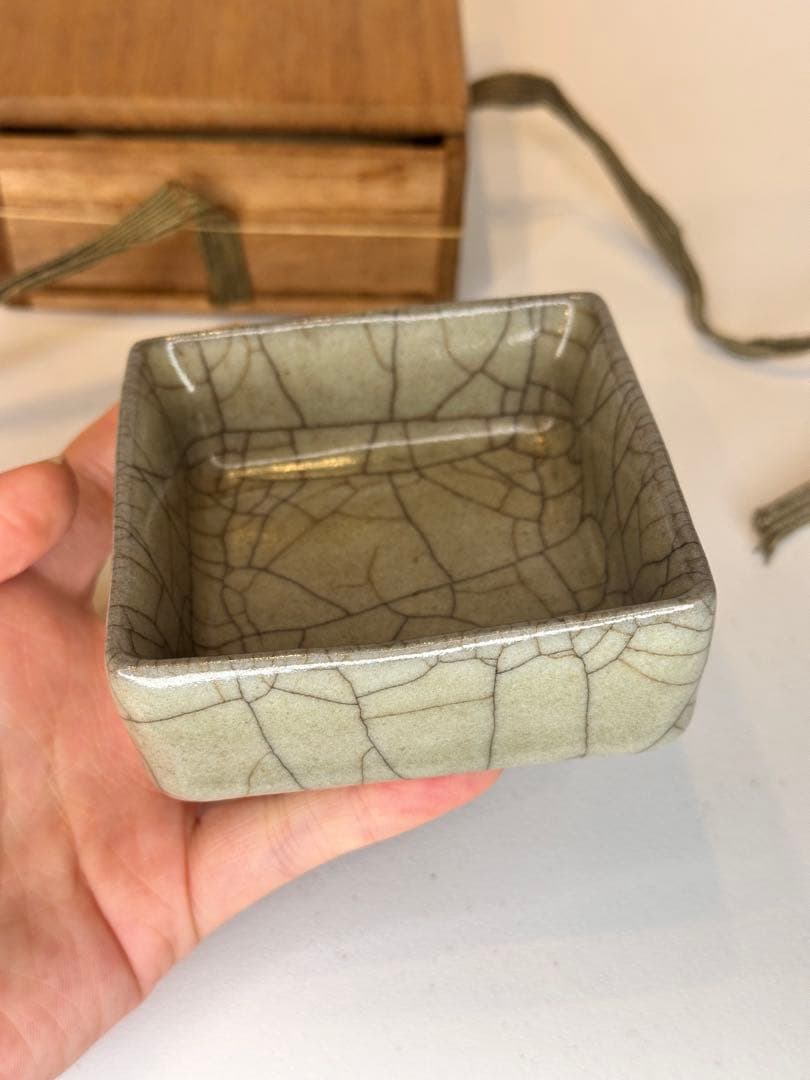 中国 宋代 哥窯 筆洗 時代物 共箱 古陶磁 コレクション
