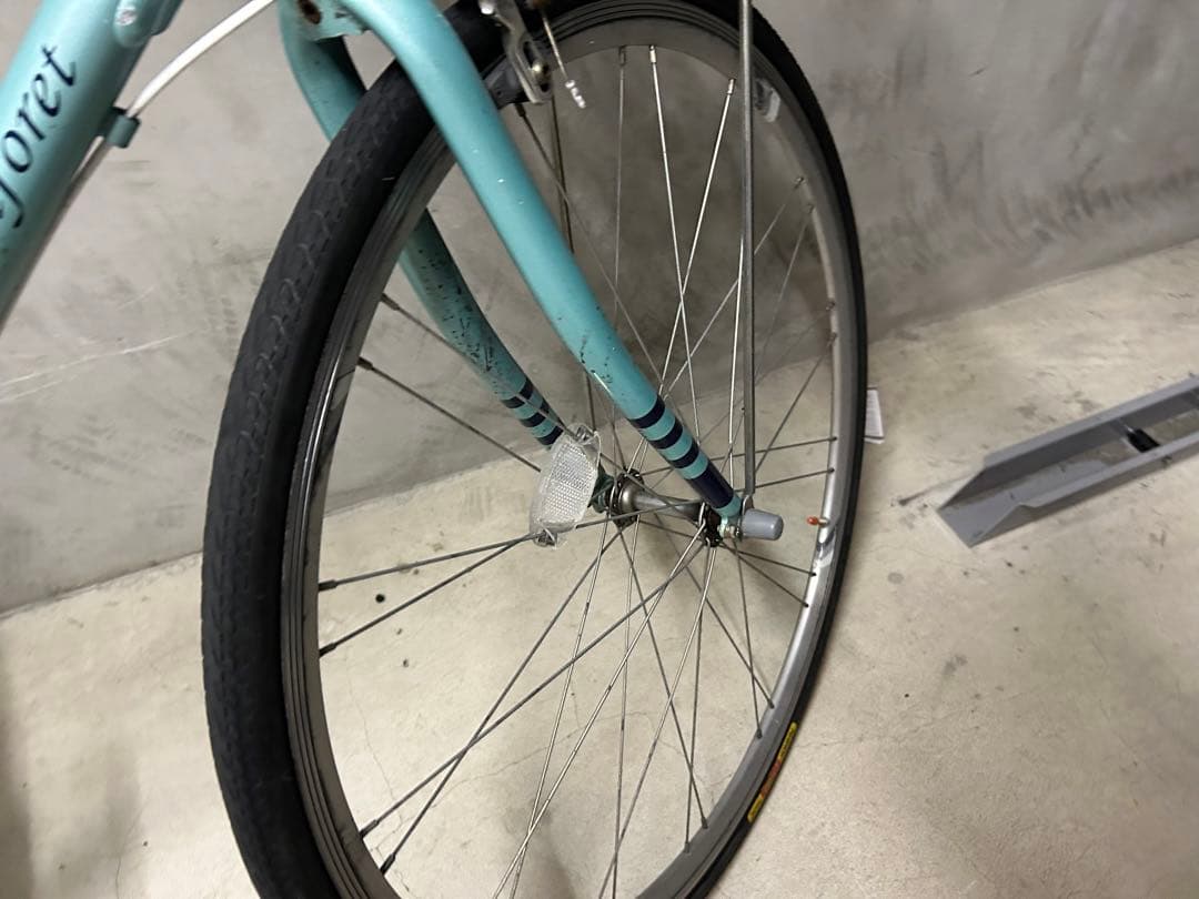 自転車　シティバイク　水色