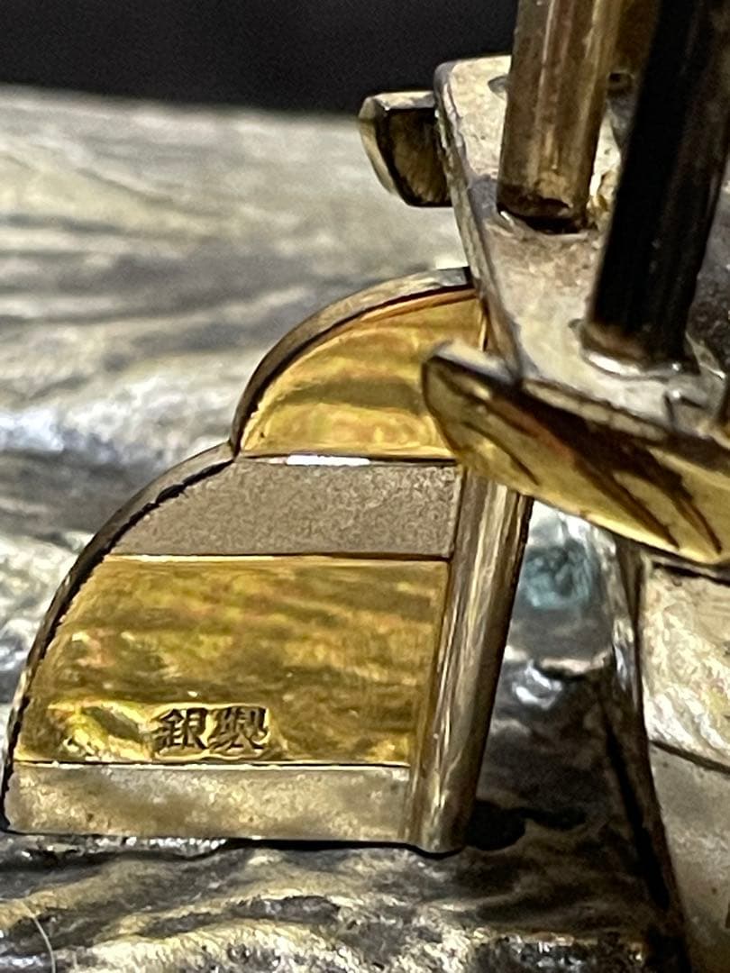 銀製　宝船　金属製船形彫刻