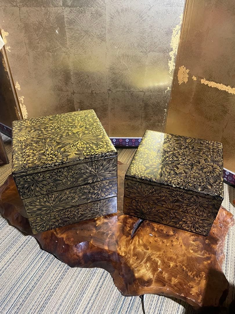 特選　輪島塗　総菊五段重箱　元箱入り　特選　輪島塗漆器　うるし　能登輪島