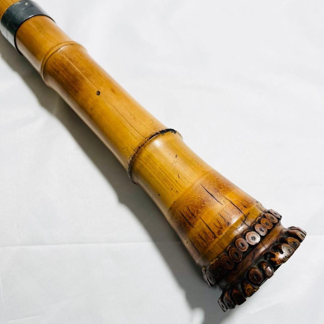 尺八　虎正印　都山流　歌口丸型　銀巻　54.5cm　約1尺8寸　2継　和楽器